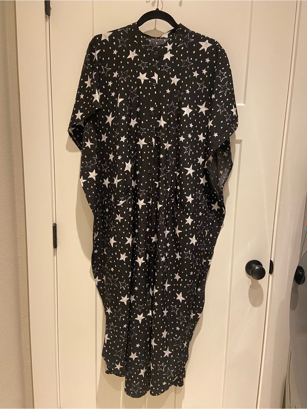 Star Print Black Midi Dress/Caftan